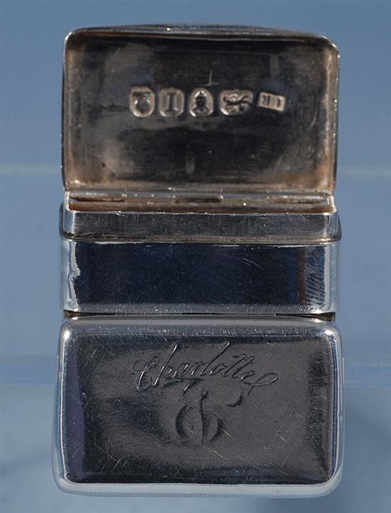 A George III silver nutmeg grater, by John Reily, Length: 37mm.